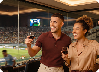 Casal torcendo no estádio