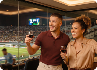 Casal torcendo no estádio